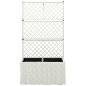 vidaXL Treliažas su 2 vazonais, baltas, 58x30x107cm, poliratanas