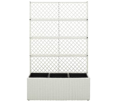 vidaXL Trellis Raised Bed with 3 Pots 83x30x130 cm Poly Rattan White