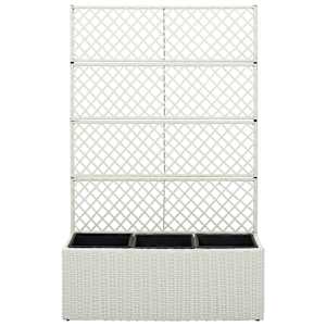 vidaXL Korotettu kukkalaatikko 3ruukkua 83x30x130cm polyrottinki valk.