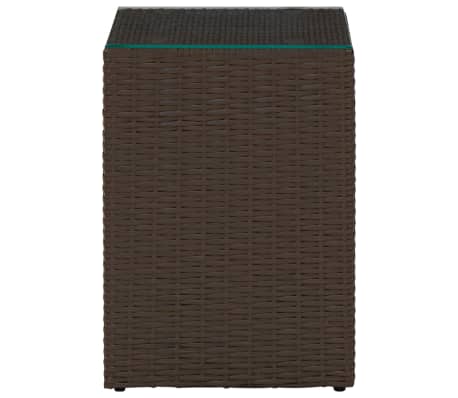 vidaXL Side Table with Glass Top Brown 35x35x52 cm Poly Rattan