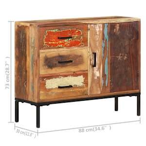 Příborník 88 x 30 x 73 cm masivní recyklované dřevo - obrázek 9