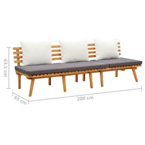 Zahradní denní postel 200x65 cm masivní akáciové dřevo - obrázek 10