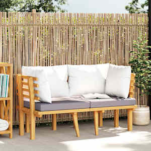 vidadXL Vrtni kavč dvosed z blazinami trden akacijev les