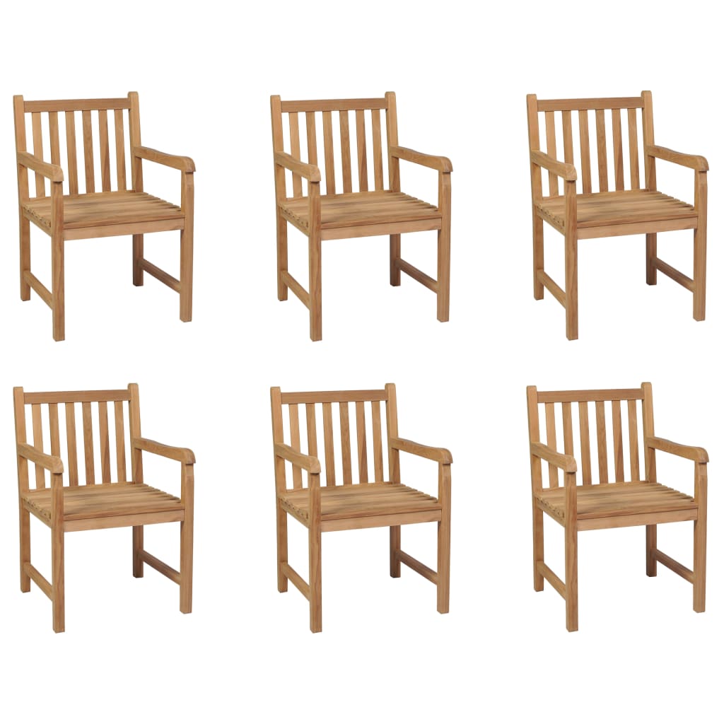 Outdoor Chairs 6 Piece Solid Teak Wood