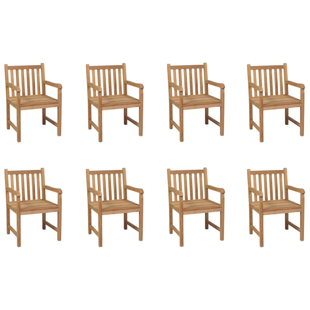 Outdoor Chairs 8 Piece Solid Teak Wood