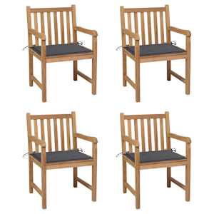 Vrtni stoli 4 kosi z antracitnimi blazinami trdna tikovina