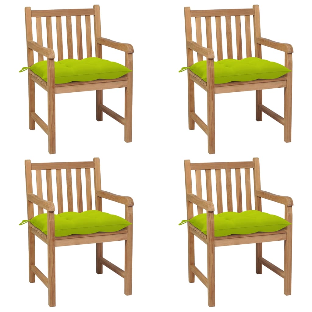 Vidaxl - vidaXL Cadeiras jardim c/ almofadões verde brilhante 4 pcs teca maciça