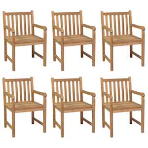 vidaXL Sodo kėdės su vyno raudonomis pagalvėlėmis, 6vnt., tikmedis