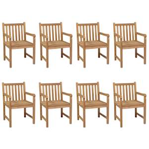 vidaXL Patio Chair Set of 8 Green cushions, Teak wood