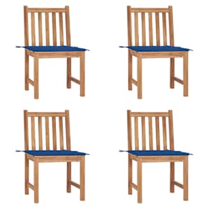 Vrtni stoli 4 kosi z blazinami trdna tikovina