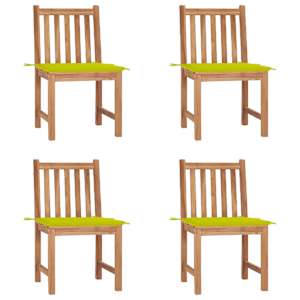 Vrtni stoli 4 kosi z blazinami trdna tikovina