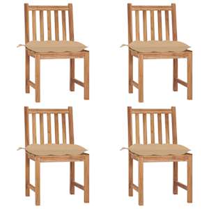 Vrtni stoli 4 kosi z blazinami trdna tikovina