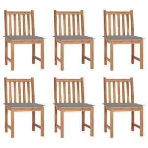 Vrtni stoli 6 kosov z blazinami trdna tikovina