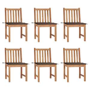 Zahradní židle 6 ks s poduškami masivní teak - obrázek 1