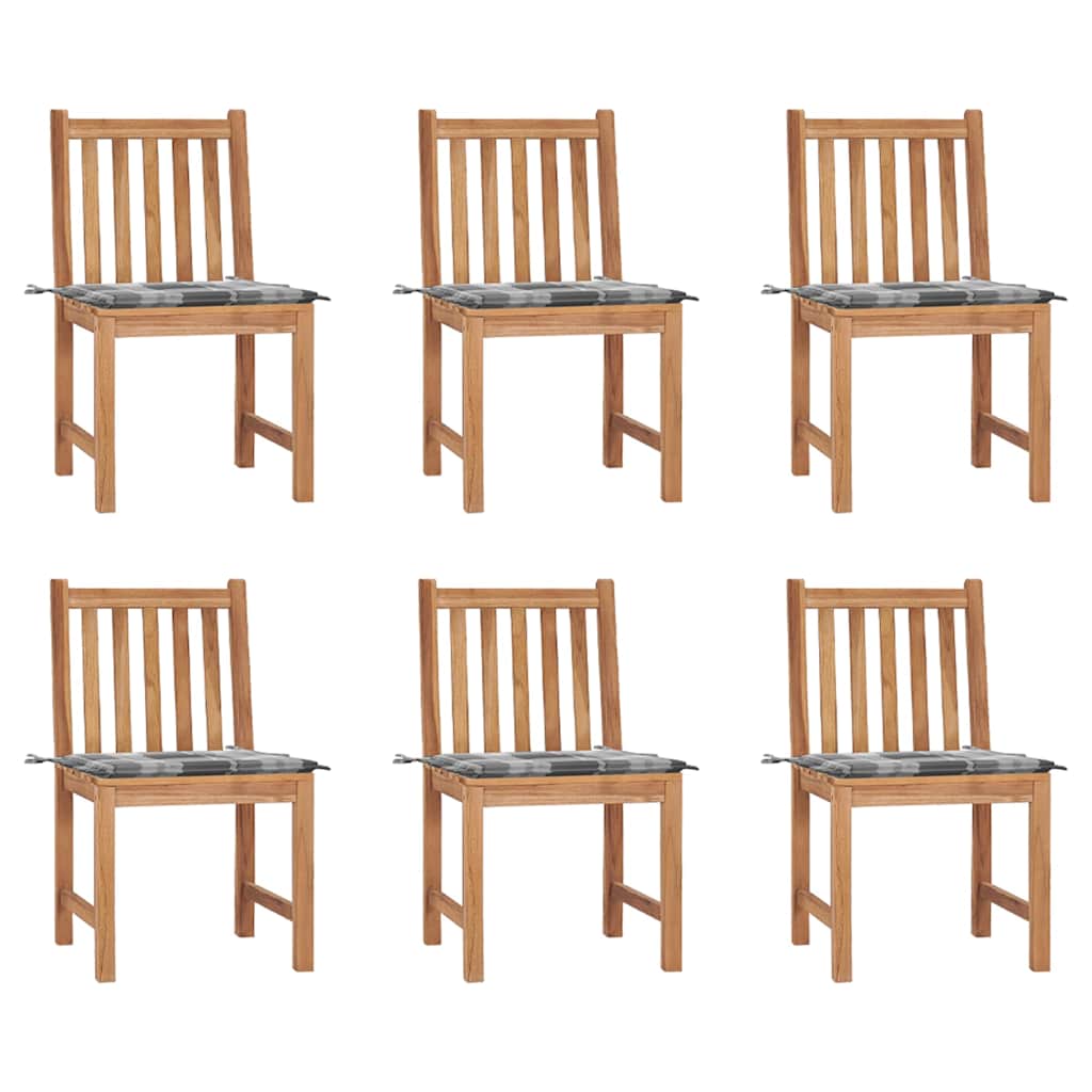 vidaXL Trädgårdsstolar 6 st med dynor massiv teak