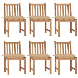 Vrtni stoli 6 kosov z blazinami trdna tikovina