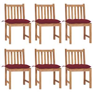 Vrtni stoli 6 kosov z blazinami trdna tikovina