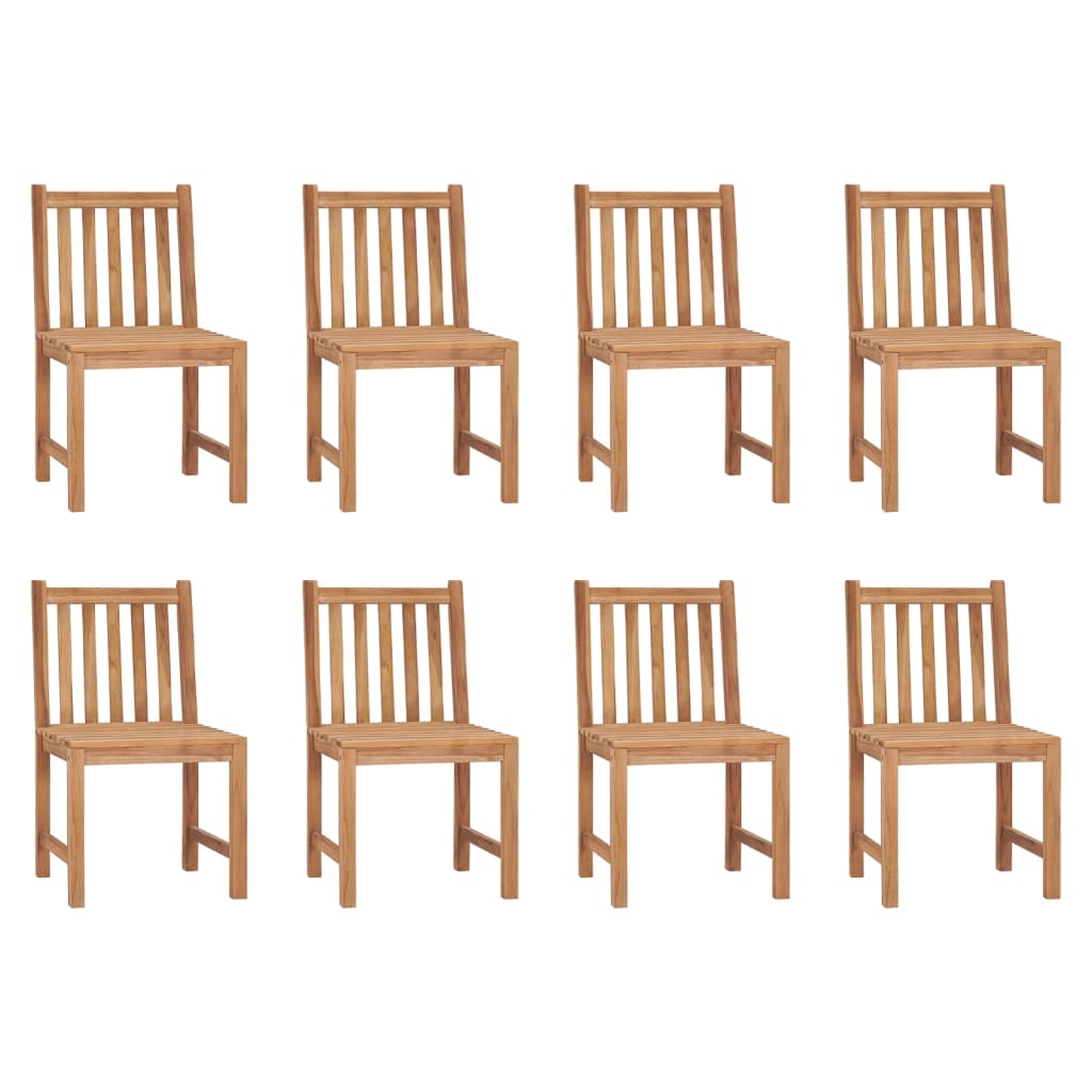 vidaXL Chaises de jardin lot de 8 avec coussins Bois de teck massif