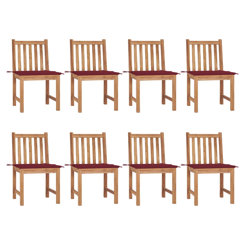 vidaXL Zahradní židle s poduškami 8 ks masivní teak