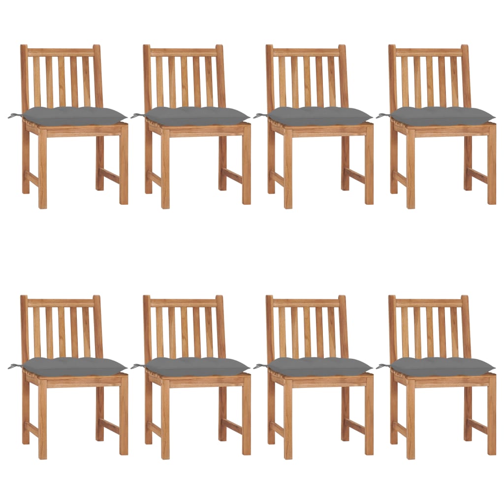 vidaXL Chaises de jardin 8 pcs avec coussins Bois de teck massif