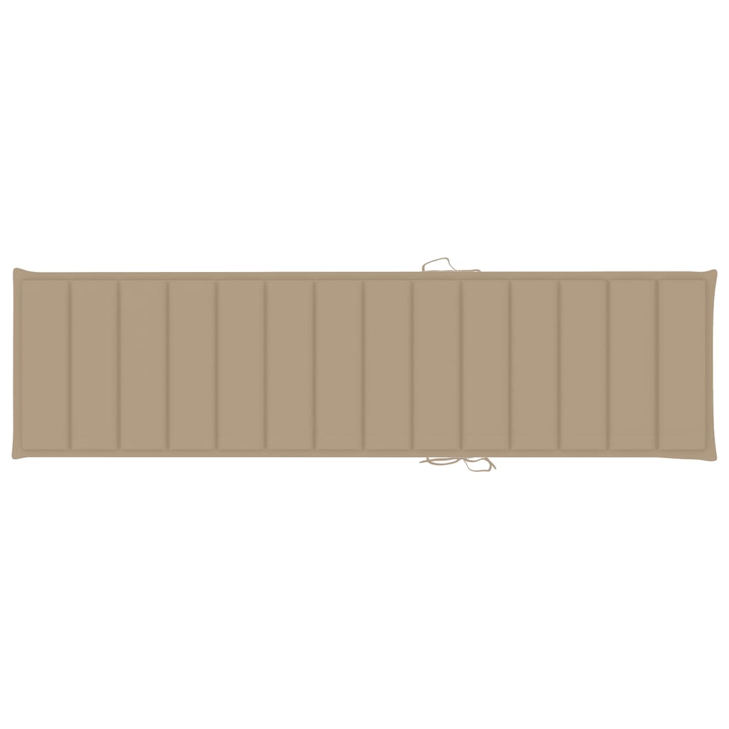 Ligbedden 2 st met beige kussens massief teakhout image 13