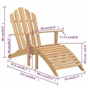Zahradní židle Adirondack s podnožkami 2 ks masivní teak - obrázek 7