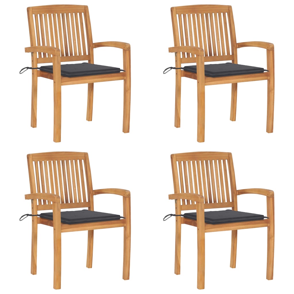 Sudedamos sodo kėdės su pagalvėlėmis, 4vnt., tikmedžio masyvas | Stepinfit.lt