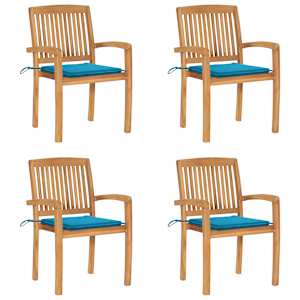 Vrtni stoli z blazinami 4 kosi trdna tikovina