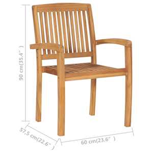Stohovatelné zahradní židle s poduškami 4 ks masivní teak - obrázek 11