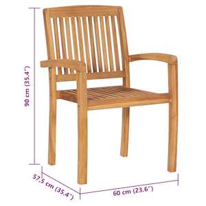 Stohovatelné zahradní židle s poduškami 4 ks masivní teak - obrázek 12