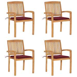 Vrtni stoli z blazinami 4 kosi trdna tikovina