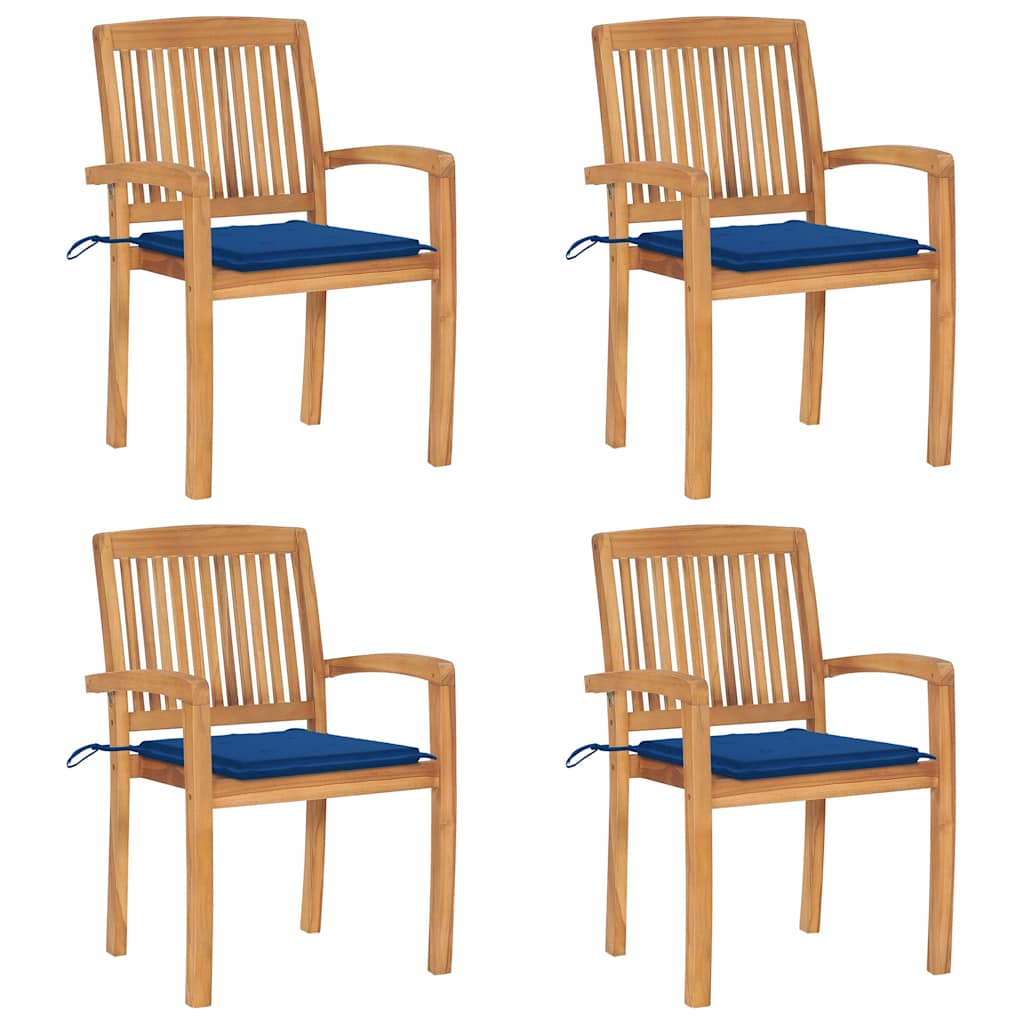 vidaXL Stohovací zahradní židle s poduškami 4 ks masivní teak