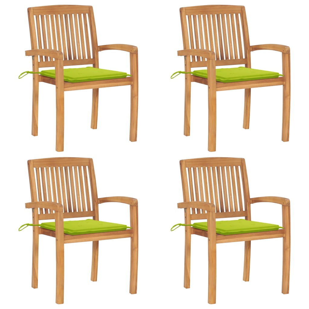 Sudedamos sodo kėdės su pagalvėlėmis, 4vnt., tikmedžio masyvas | Stepinfit