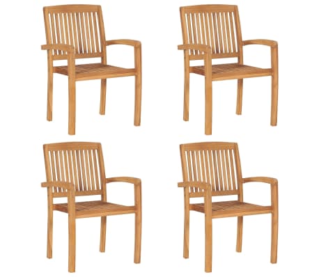 vidaXL Sudedamos sodo kėdės su pagalvėlėmis, 4vnt., tikmedžio masyvas