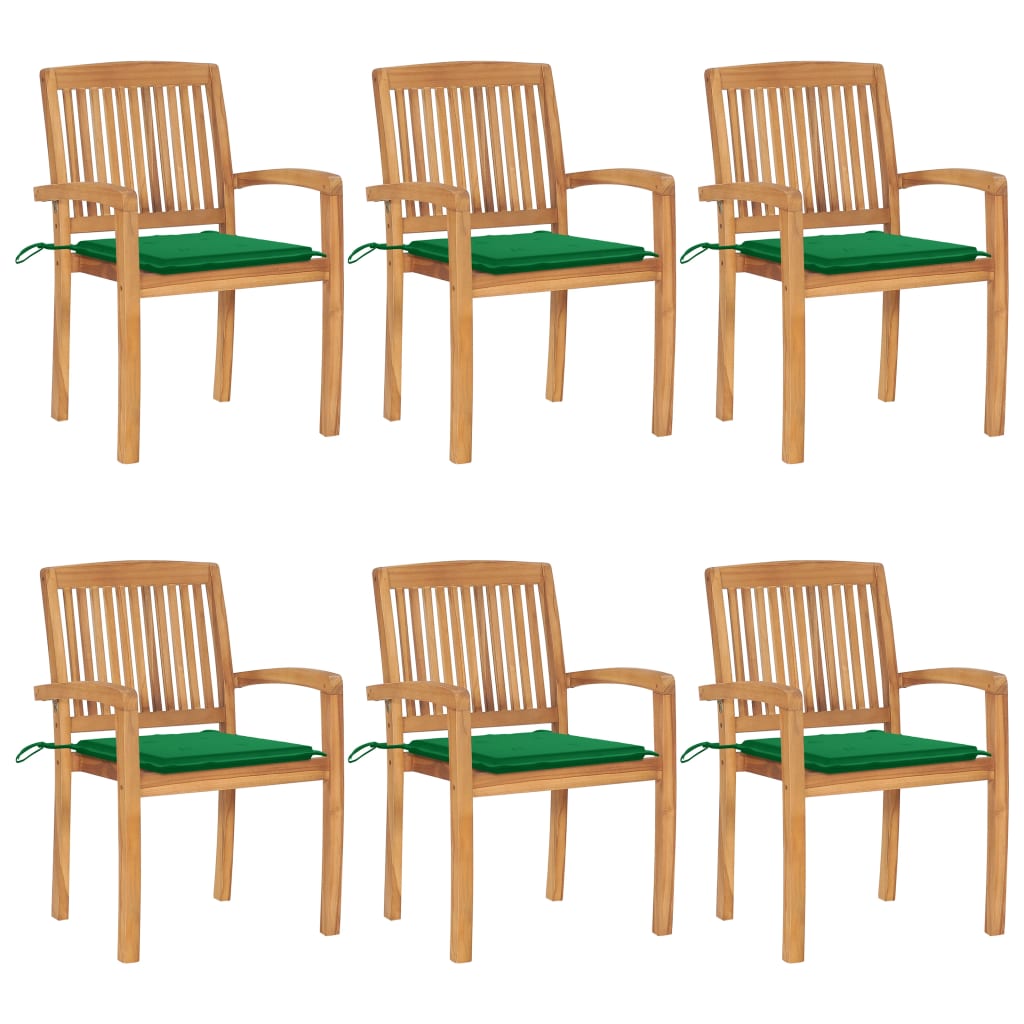 Sudedamos sodo kėdės su pagalvėlėmis, 6vnt., tikmedžio masyvas | Stepinfit