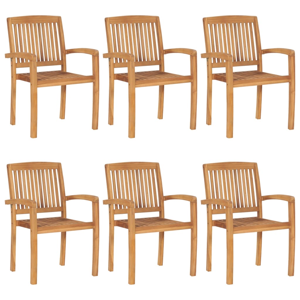 Thumbnail - vidaXL Stapelbare Gartenstühle mit Kissen 6 Stk. Massivholz Teak