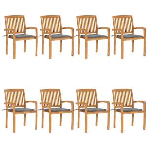 Vrtni stoli z blazinami 8 kosov trdna tikovina