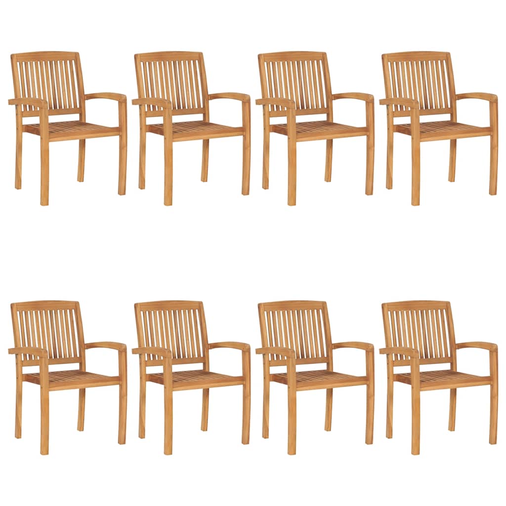 vidaXL Tuinstoelen stapelbaar 8 st met kussens massief teakhout