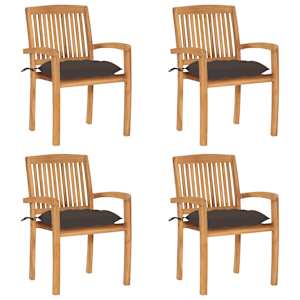 Vrtni stoli z blazinami 4 kosi trdna tikovina