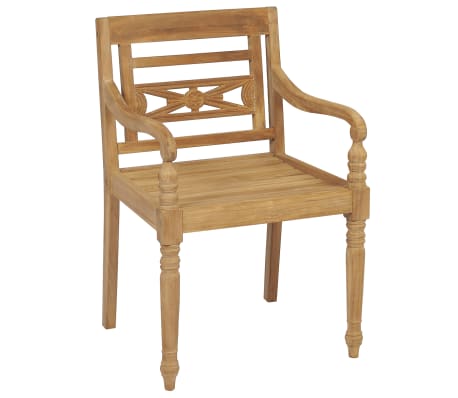 vidaXL バタビアチェア 8点 無垢チーク材 (4x43051)