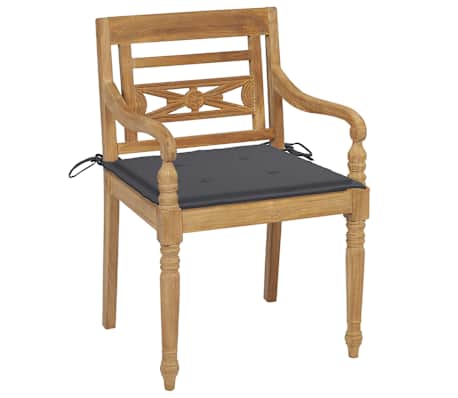 vidaXL Batavia-St&uuml;hle mit Kissen 4 Stk. Massivholz Teak