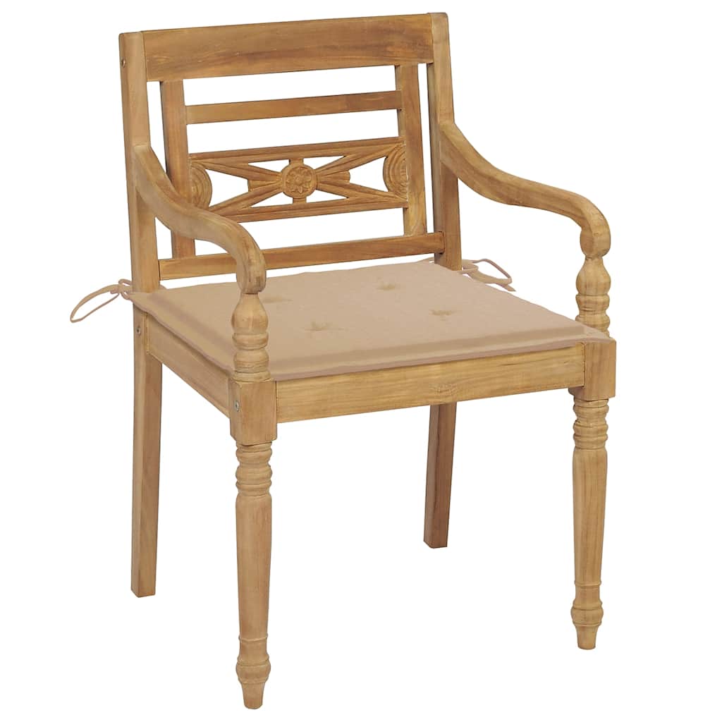 vidaXL Stoelen Batavia 4 st met kussens massief teakhout afbeelding