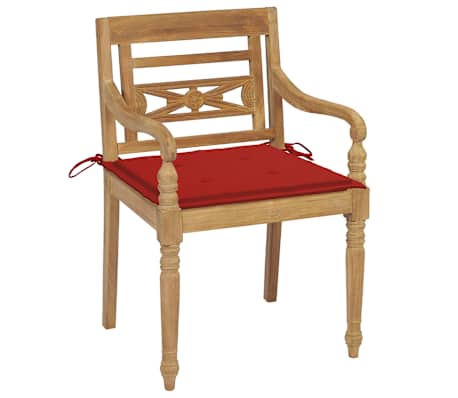 vidaXL Batavia-St&uuml;hle mit Kissen 4 Stk. Massivholz Teak