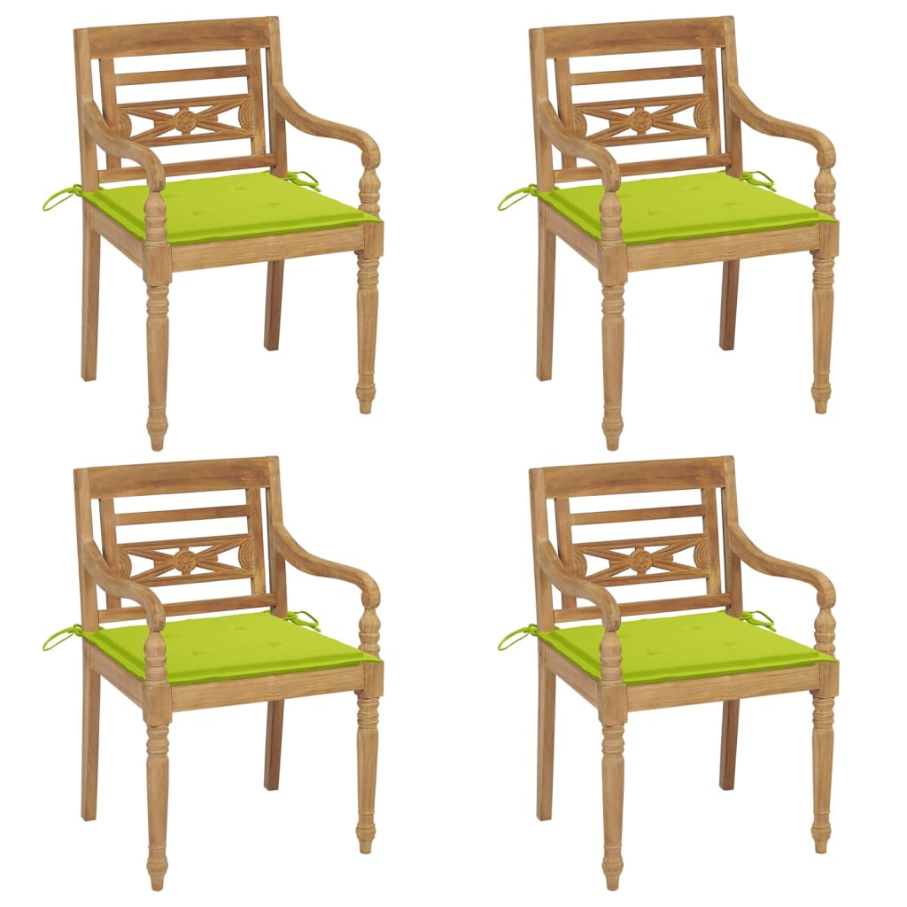 vidaXL Chaises Batavia avec coussins 4 pcs Bois de teck solide