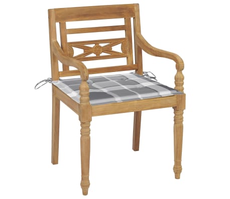 vidaXL 4 db tömör tíkfa Batavia szék párnákkal