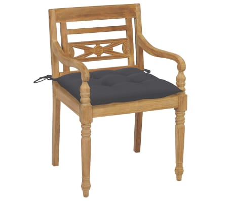 vidaXL Batavia-St&uuml;hle mit Kissen 4 Stk. Massivholz Teak