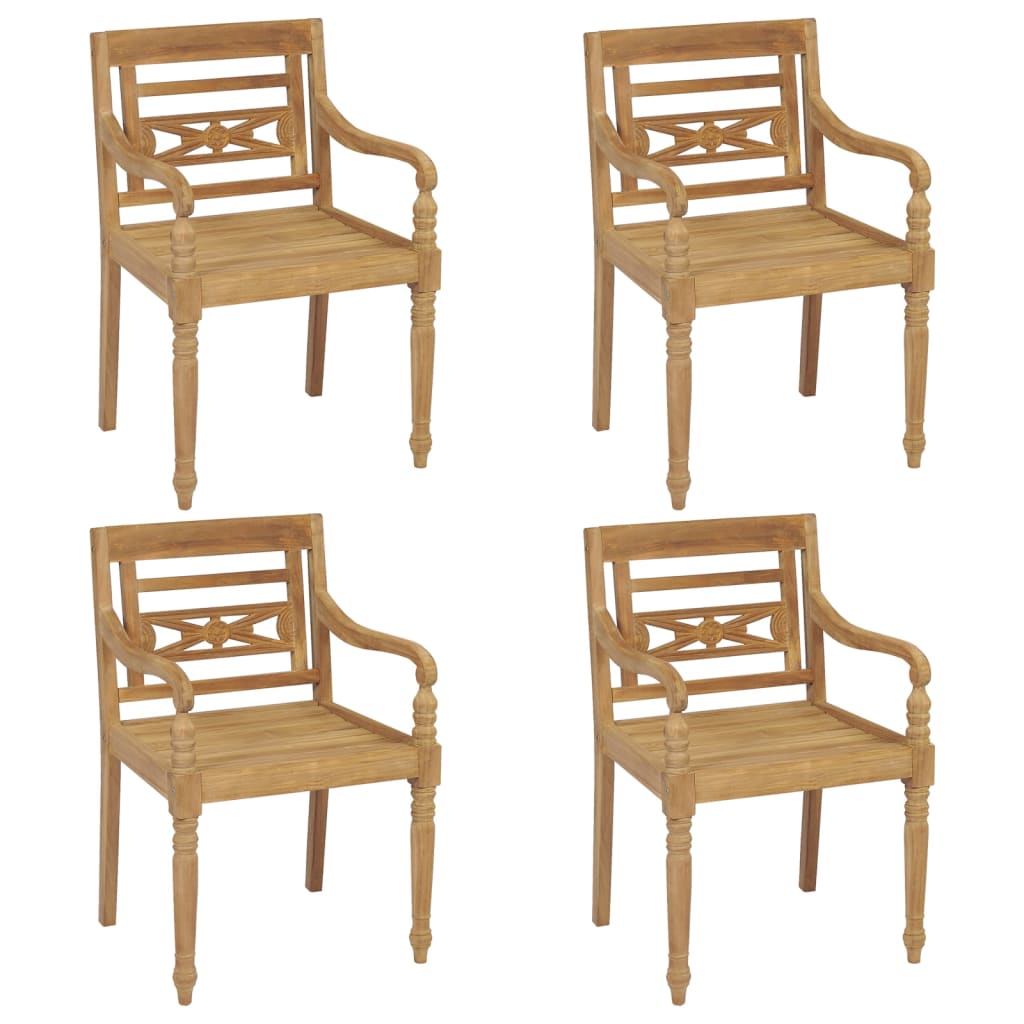 Thumbnail - vidaXL Batavia-Stühle mit Kissen 4 Stk. Massivholz Teak