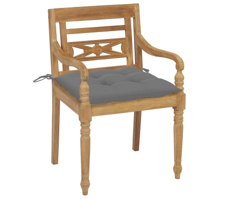 vidaXL Batavia-St&uuml;hle mit Kissen 4 Stk. Massivholz Teak