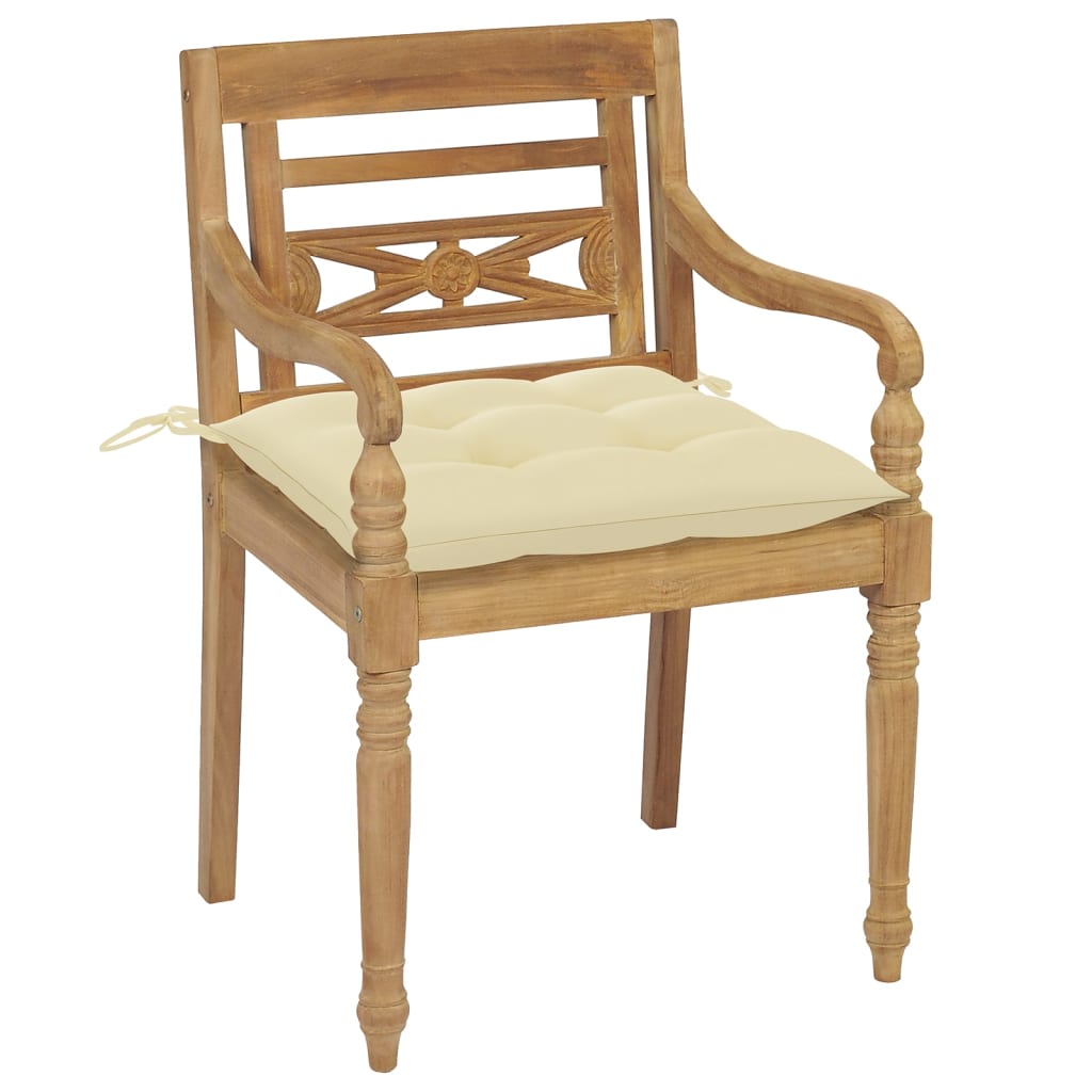 

vidaXL Stoelen Batavia 4 st met kussens massief teakhout