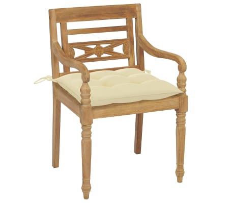 vidaXL Batavia kėdės su pagalvėlėmis, 4vnt., tikmedžio masyvas